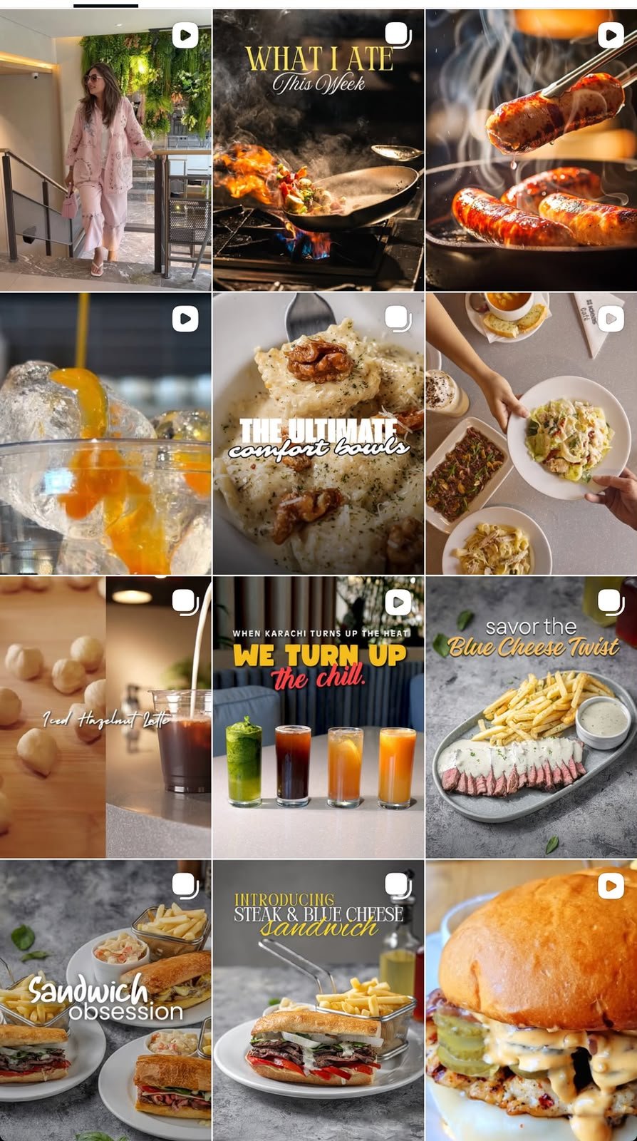 Food and beverage social content grid