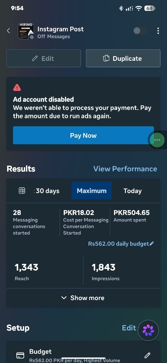 Campaign A results screenshot